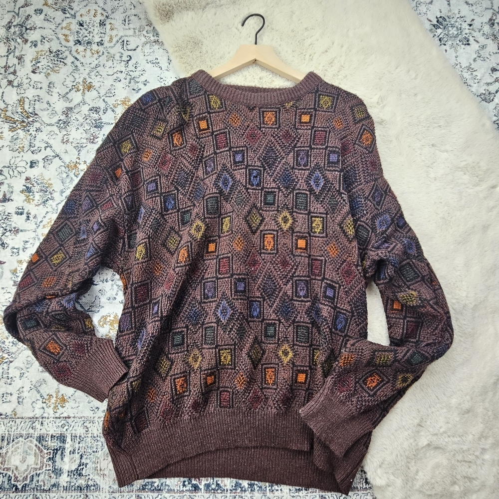 Jantzen Classics Rainbow Multicolor Crewneck Sweater Vintage XL